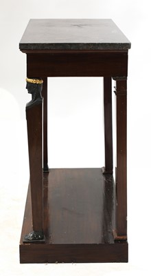 Lot 70 - A French Empire Egyptian Revival mahogany and marble-topped console table