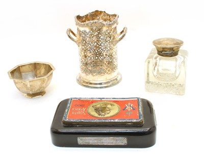Lot 70 - A large Edwardian crystal glass and silver mounted inkwell