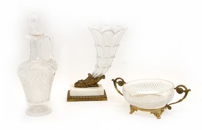 Lot 249 - A gilt bronze and cut glass cornucopia vase