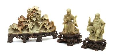 Lot 159 - A pair of Chinese carved soapstone figures