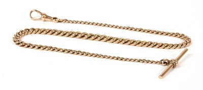 Lot 224 - A 9ct gold graduated curb link Albert chain