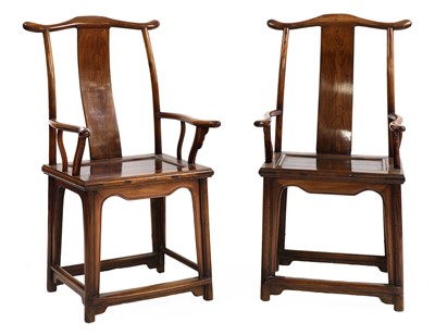 Lot 360 - A pair of Chinese elm armchairs