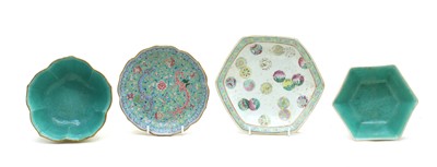 Lot 113 - A collection of four Chinese famille rose stem dishes