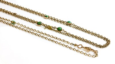 Lot 89 - A Victorian gold and turquoise long chain