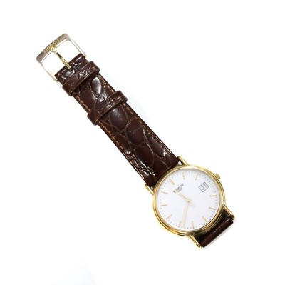 Lot 523 - A gentlemen's 18ct gold Tissot 1853 quartz strap watch, c.2004