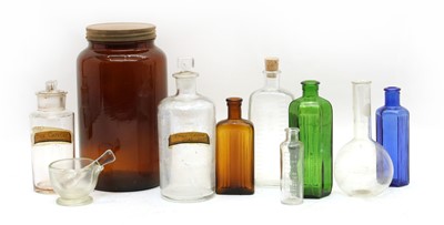 Lot 276 - A collection of glass chemist's bottles and jars, etc.