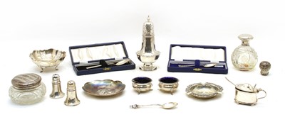 Lot 128 - Silver items, comprising: sugar shaker