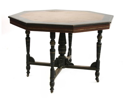 Lot 8 - An Aesthetic oak and ebonised octagonal hall table