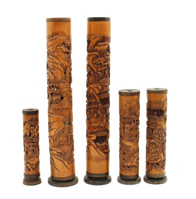 Lot 276 - A collection of bamboo printing cylinders