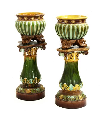 Lot 6 - A pair of Doulton Lambeth stoneware jardinières on stands