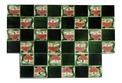 Lot 147 - A set of ten glazed Art Nouveau design tiles