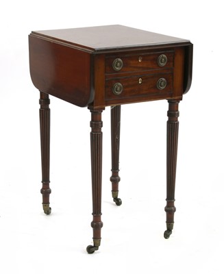 Lot 430 - A Regency mahogany and ebony strung drop flap work table