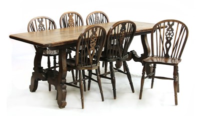 Lot 433 - A large oak refectory table