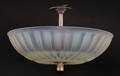 Lot 446 - An Art Deco chrome and glass ceiling light