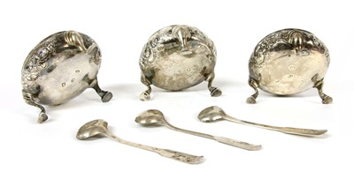 Lot 106 - Three Georgian silver open salt dishes