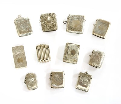 Lot 147 - A collection of eleven silver & silver plated vesta cases