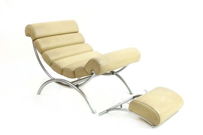 Lot 230 - A cream leather lounger