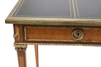 Lot 384 - A French Louis XVI-style mahogany, satinwood and gilt-metal mounted bureau plat