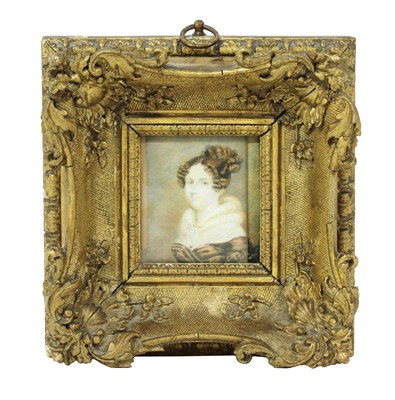 Lot 558 - English School, c.1830, Portrait of a girl with her hair in ringlets, miniature