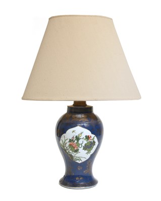 Lot 145H - A Chinese porcelain table lamp