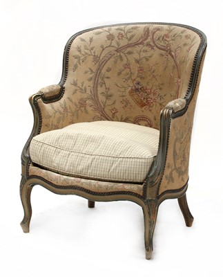 Lot 103 - A French carved beechwood and painted armchair