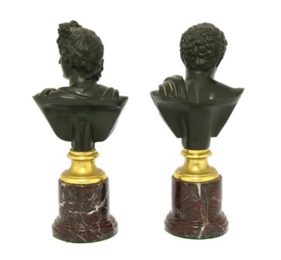 Lot 334 - A pair of Grand Tour bronze busts after the Antique