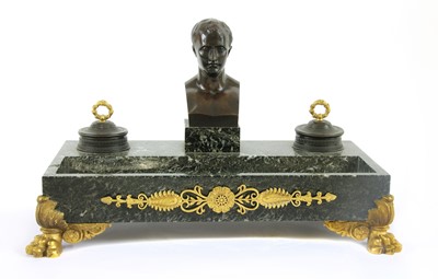 Lot 243 - A French Empire-style marble and ormolu desk stand