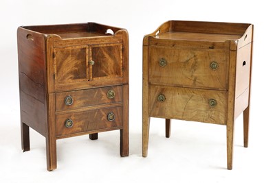 Lot 515 - Two George III mahogany and crossbanded tray top commodes