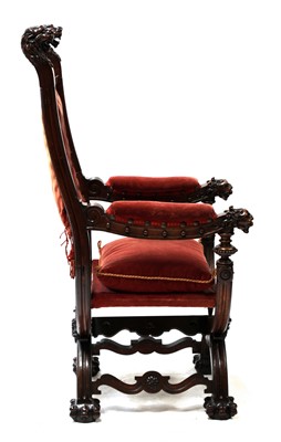 Lot 133 - A Continental walnut throne chair