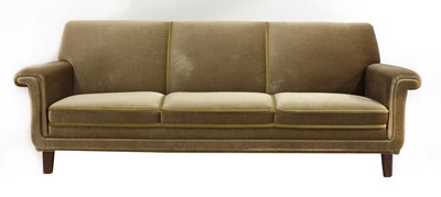 Lot 483 - A green velour three-seater settee