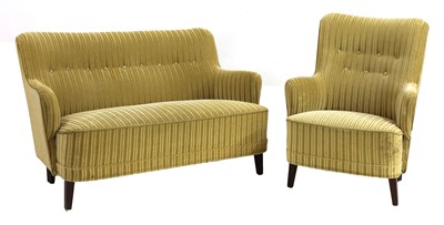Lot 460 - A Danish upholstered settee and matching armchair