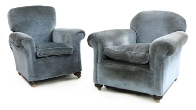 Lot 451 - A pair of Art Deco blue velvet armchairs