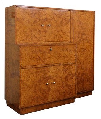 Lot 638 - An Art Deco burr walnut secretaire cabinet