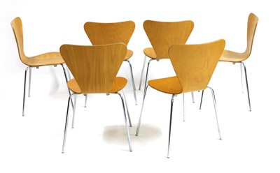 Lot 524 - Six Arne Jacobsen style stacking chairs