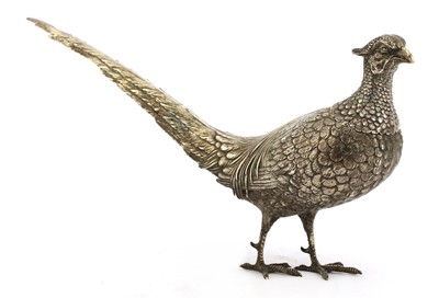 Lot 8 - A large Continental silver model of a cock pheasant