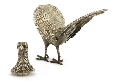Lot 8 - A large Continental silver model of a cock pheasant
