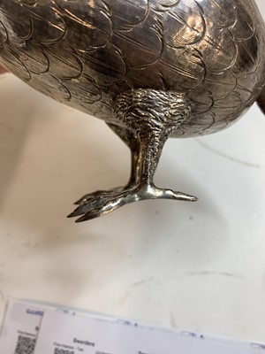 Lot 11 - A large silver model of a partridge