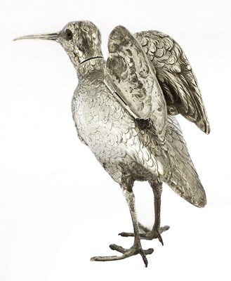 Lot 6 - A Continental silver model of a jack snipe
