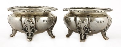 Lot 16A - A pair of Edward VII silver open salts of heavy gauge
