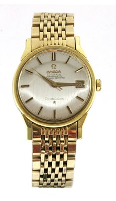 Lot 526 - A gentlemen's steel and gold-plated Omega 'Constellation' mechanical bracelet watch, c.1976
