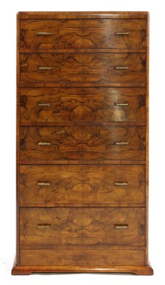 Lot 332 - An Art Deco walnut six-drawer chest of drawers