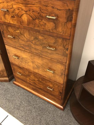 Lot 332 - An Art Deco walnut six-drawer chest of drawers