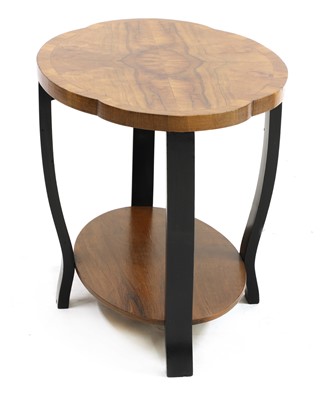 Lot 526 - An Art Deco walnut and ebonised lamp table