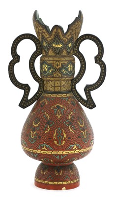 Lot 18 - A Continental pottery twin-handled vase