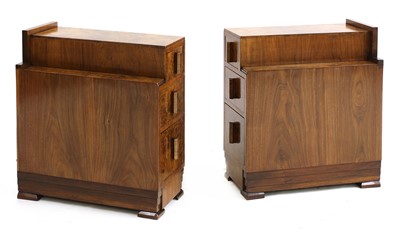 Lot 455 - A pair of Art Deco walnut bedside chests