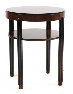 Lot 90 - An Art Deco walnut and ebonised two-tier table