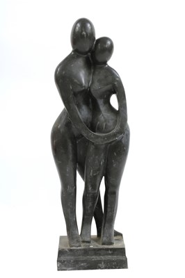 Lot 798 - Italian School, circa 1940, Standing nude figures, a basalt carving