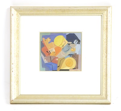 Lot 501 - A Cubist style gouache of jazz band