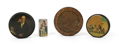Lot 118 - A good collection of four 19th century papier mache snuff boxes