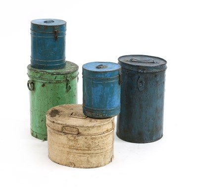 Lot 210 - A collection of five painted Indian tin containers